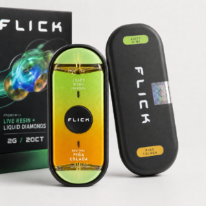FLICK Juicy Kiwi Piña Colada 2G dual-chamber disposable with black protective case