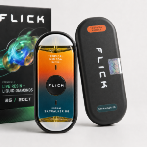 FLICK Tropical Mimosa Skywalker OG 2G orange indigo dual-chamber disposable with protective case